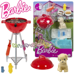 Barbie Мебели за кукла Барби - барбекю с домашен любимец GRG76
