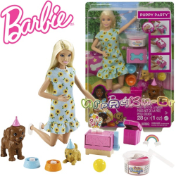 Barbie Игрален комплект Барби парти с кученца Puppy Party GXV75 