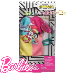 Barbie Рокля Миниони Fluffy с аксесоари за кукла Барби FND47
