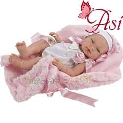 Asi Кукла бебе Мария с бяло гащеризонче и розово одеяло 0364300