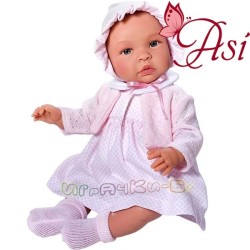 Asi Кукла бебе Лея с рокля, плетена жилетка и шапка 0183480
