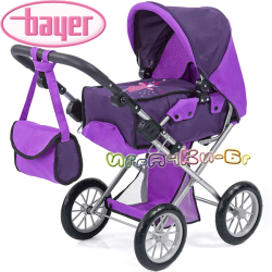 Bayer Детска количка за кукли CITY STAR с чанта и кош - лилава фея 13612AA