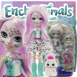 Enchantimals Малка кукла Sybill Snow Leopard и леопард Flake GJX42