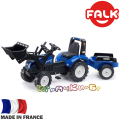 FALK Детски трактор с гребло и ремарке New Holland Blue 3090M