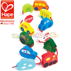 Hape 0905 Дървени фигурки за нанизване "Превозни средства" 