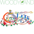 WoodyLand Дървен влак с релси, кран и пързалка 130 части 90588