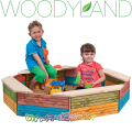 WoodyLand Дървен цветен пясъчник за игра с покривало 10310