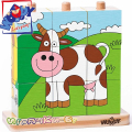 Woody Дървени кубчета - низанка "Животни от фермата" 93055